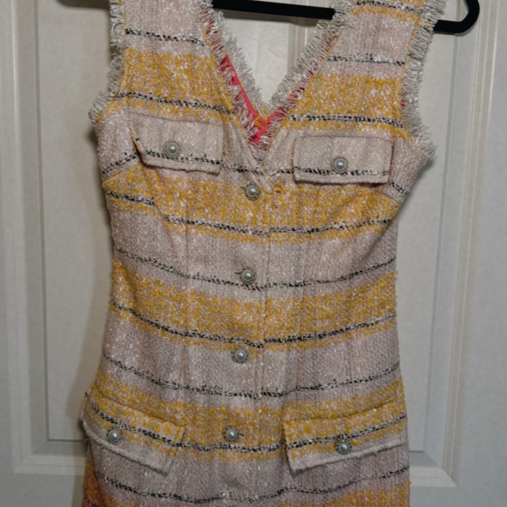 Maeve Yellow and Pink Tweed Dress